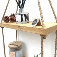 Raft cu agatare pe perete, cu 3 etaje, maro natur, 36 x 15 x 100 cm, WHS3T
